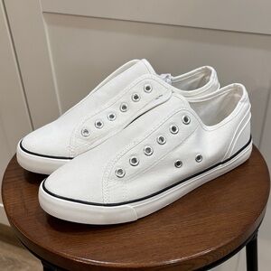 JustFab White Slip-On Sneakers